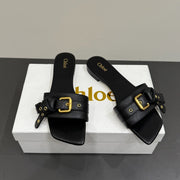 Loewe 25 Bow Metal Buckle Slide Black Cowhide