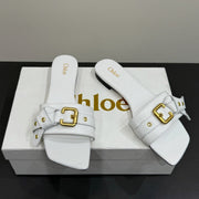 Loewe 25 Bow Metal Buckle Slide White Cowhide