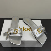 Loewe 25 Bow Metal Buckle Slide Sliver Cowhide