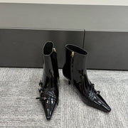 Miu 40 short boots black patent leather 417985