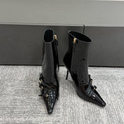 Miu 90 short boots black patent leather 417986