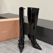 Miu 90 knee high boots black patent leather