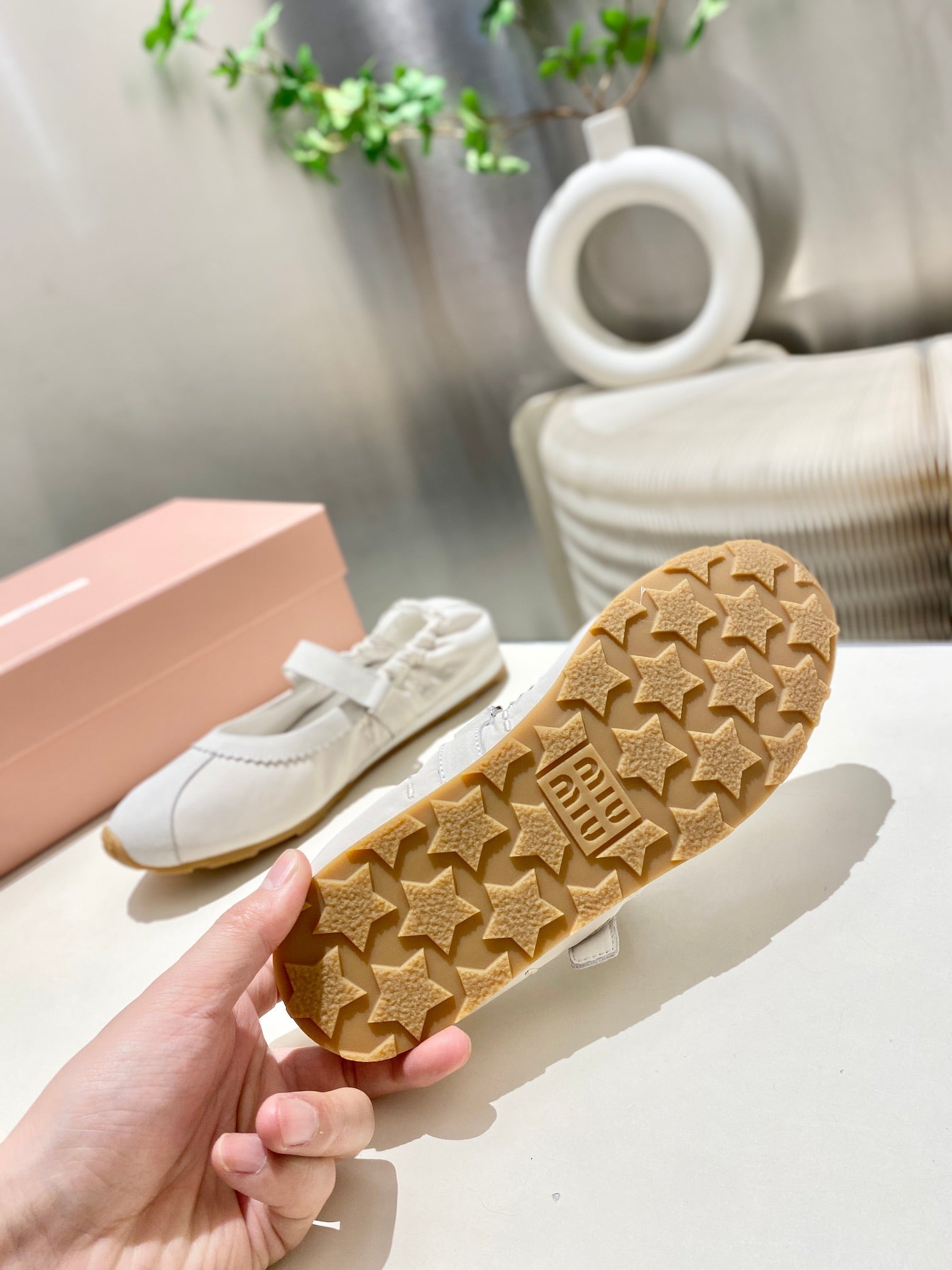 Miu Miu 2026 Ballet Flat White Suede Fabric 618680