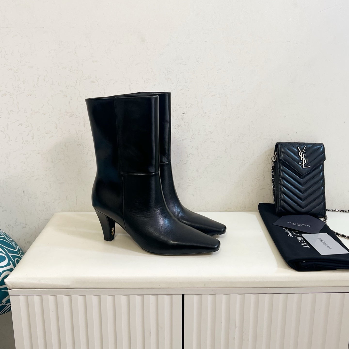 YSL 2025 Short Boot Black Calfskin 575014