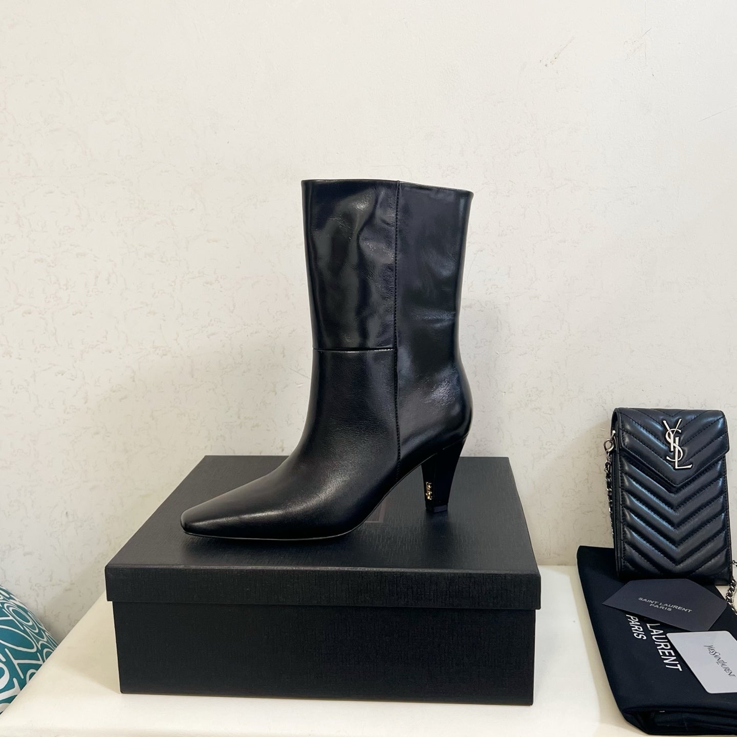 YSL 2025 Short Boot Black Calfskin 575014