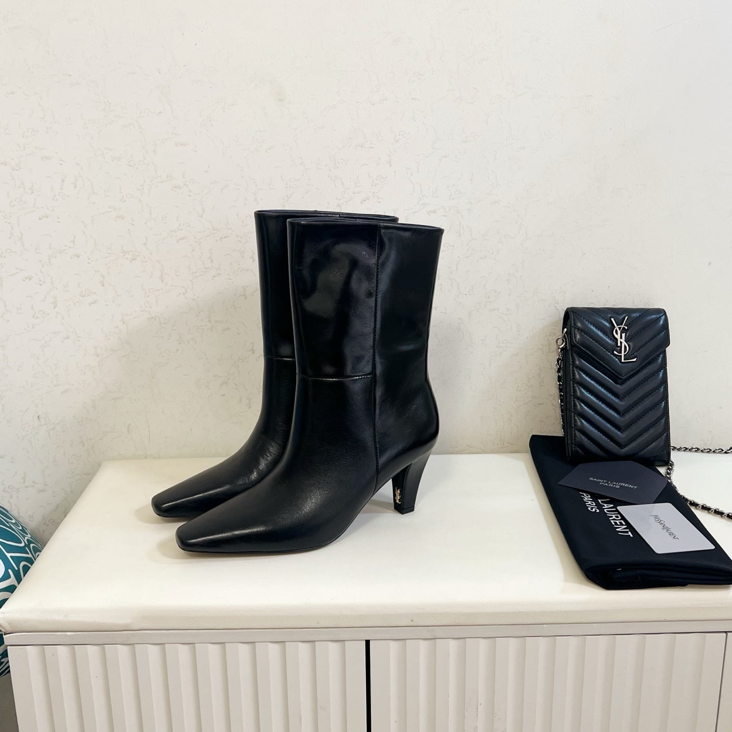 YSL 2025 Short Boot Black Calfskin 575014