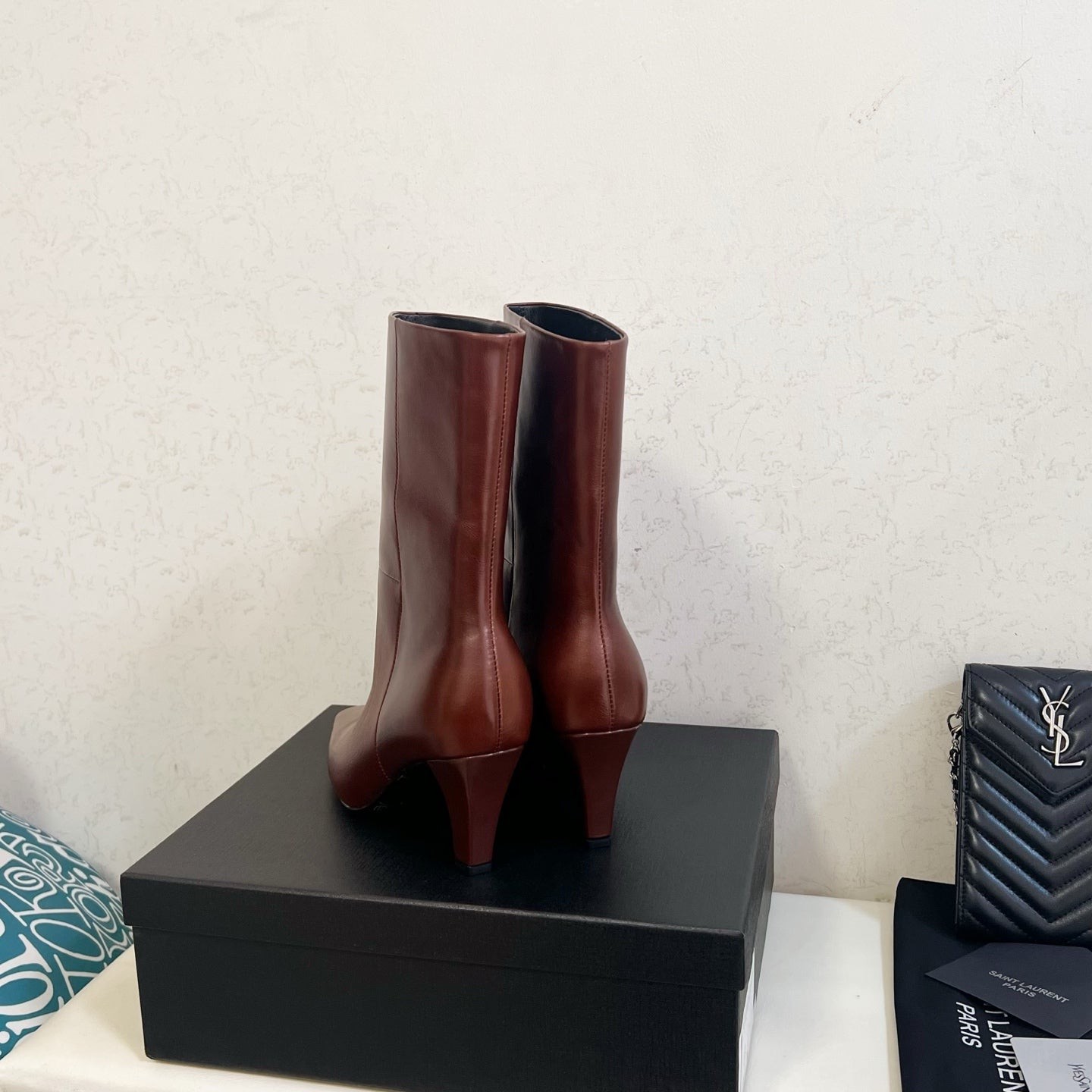 YSL 2025 Short Boot Brown Calfskin 575015