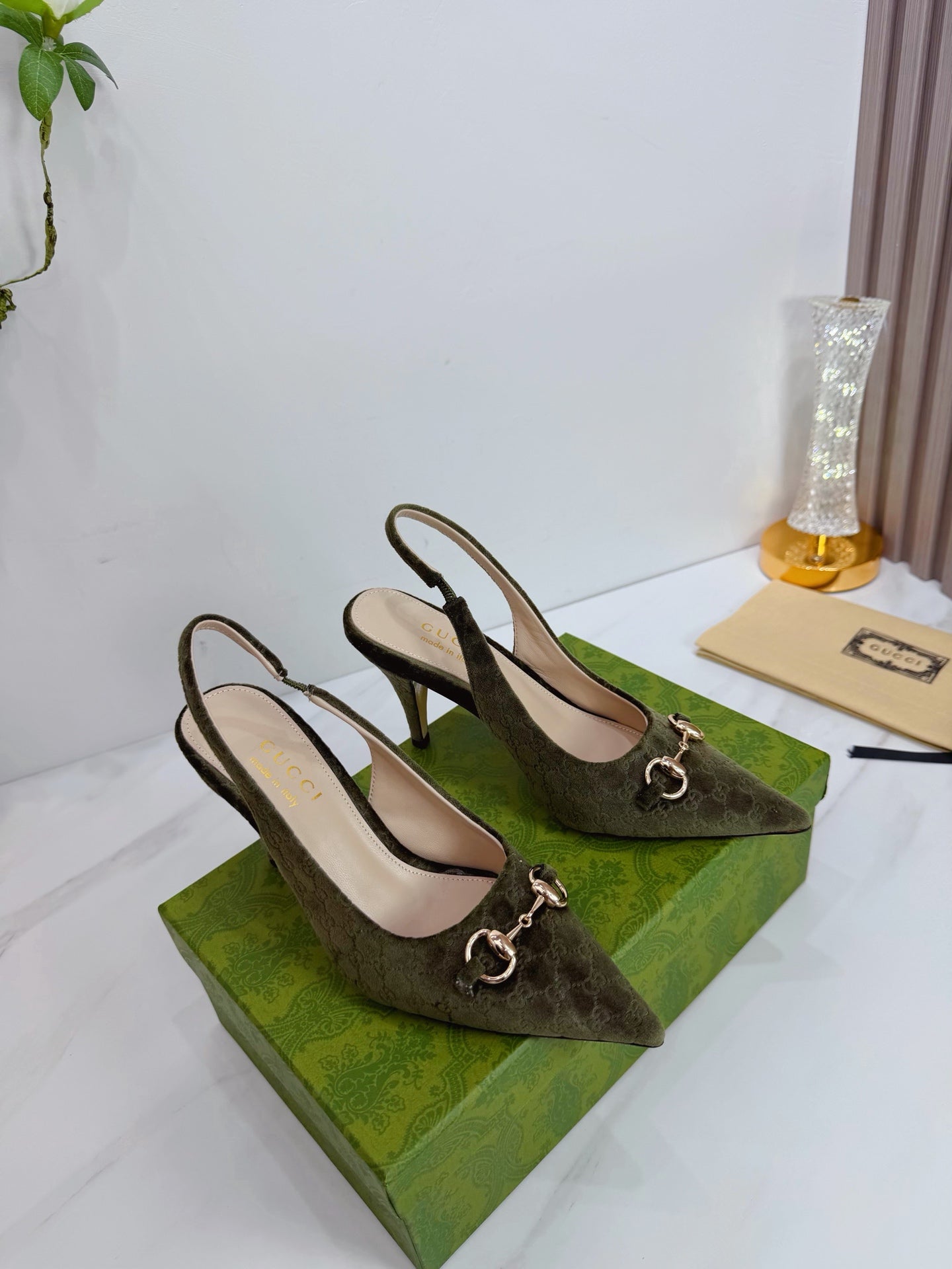 GG 26 Slingback Olive Green Velvet 592420