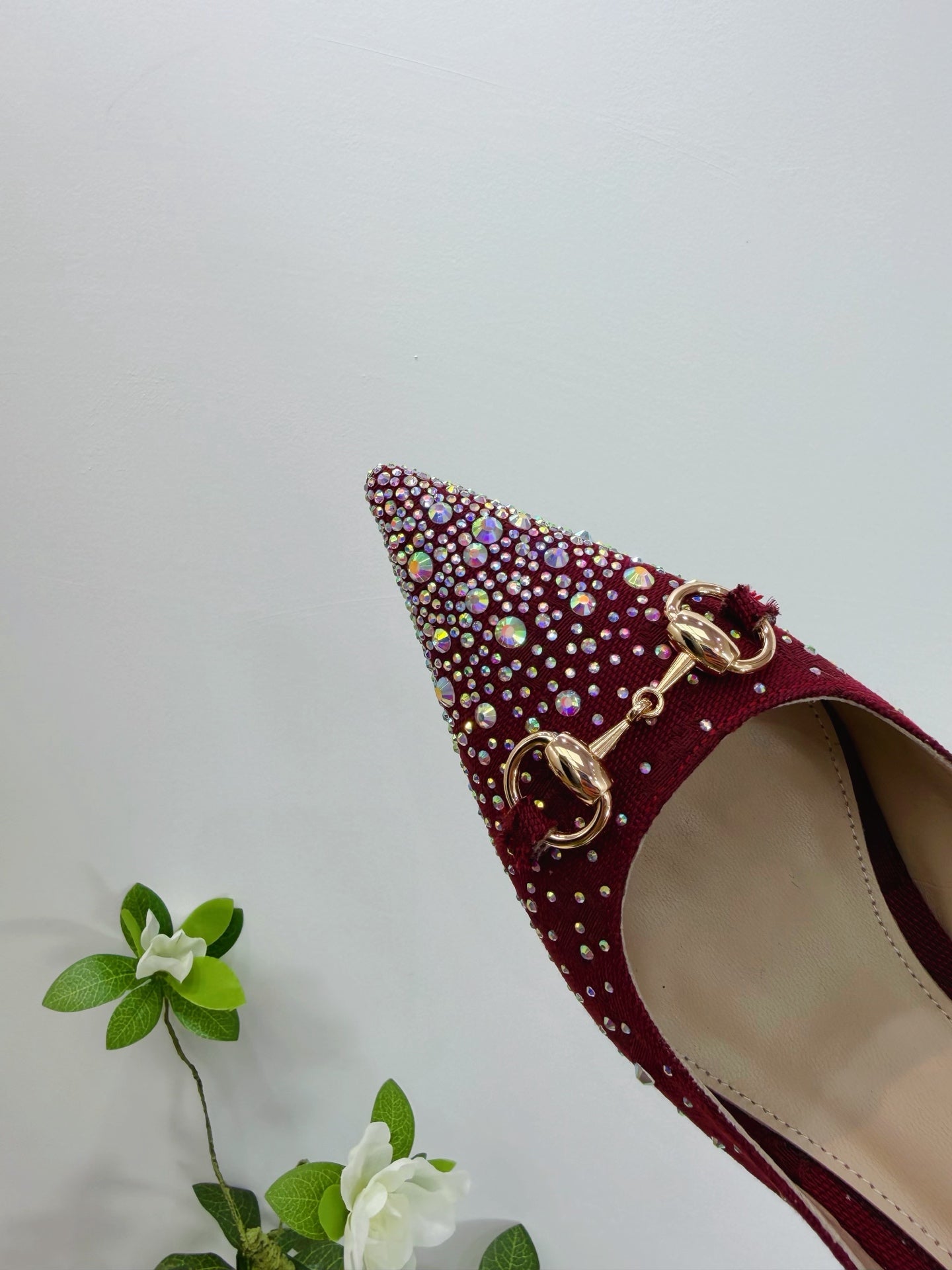 GG 26 Slingback Rhinestones Dark Red Fabric 592424