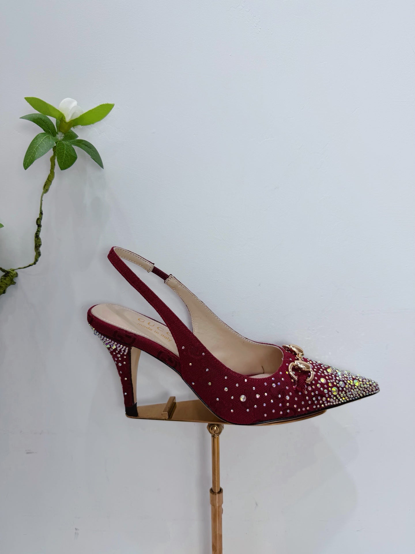 GG 26 Slingback Rhinestones Dark Red Fabric 592424