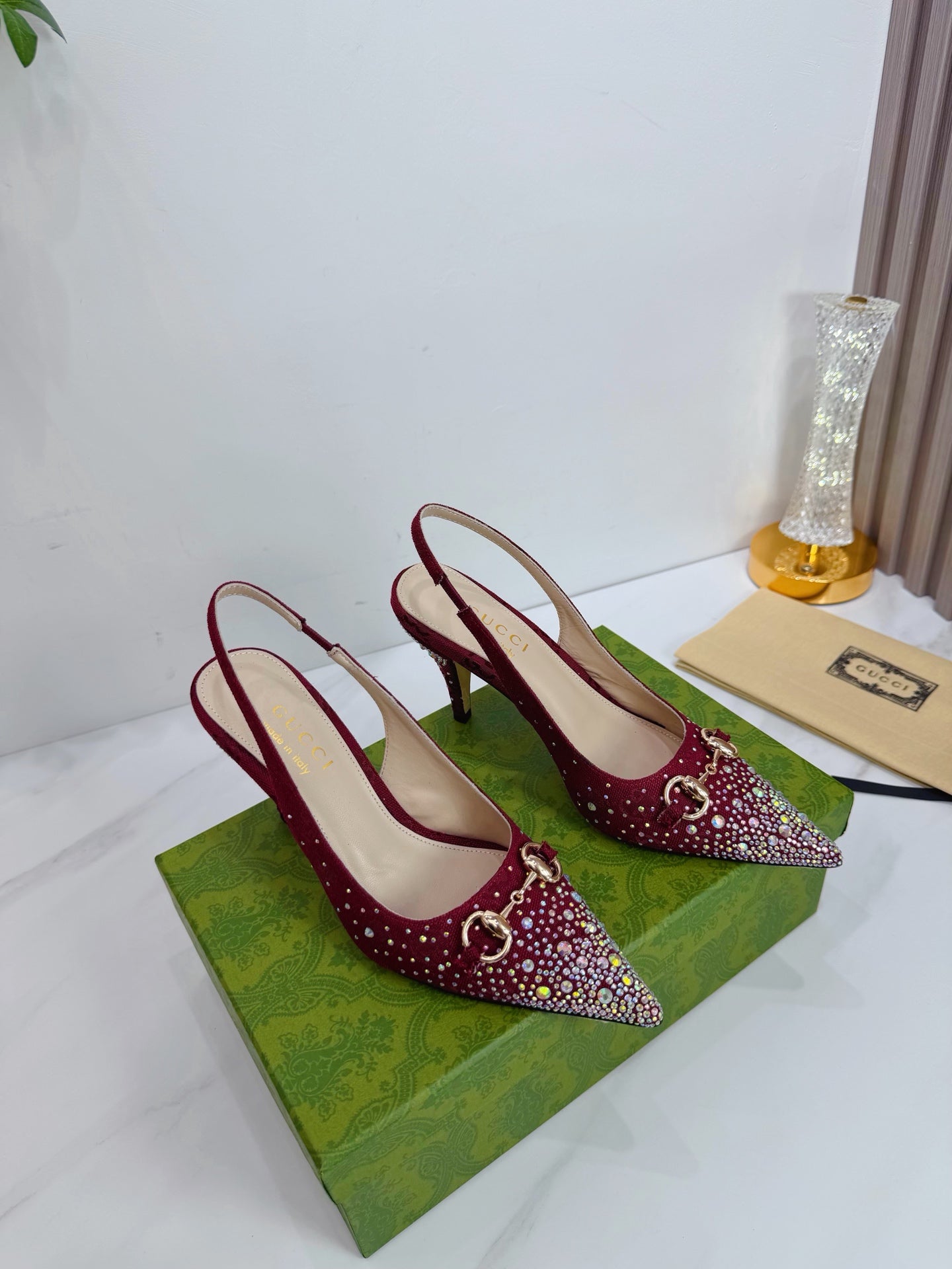 GG 26 Slingback Rhinestones Dark Red Fabric 592424