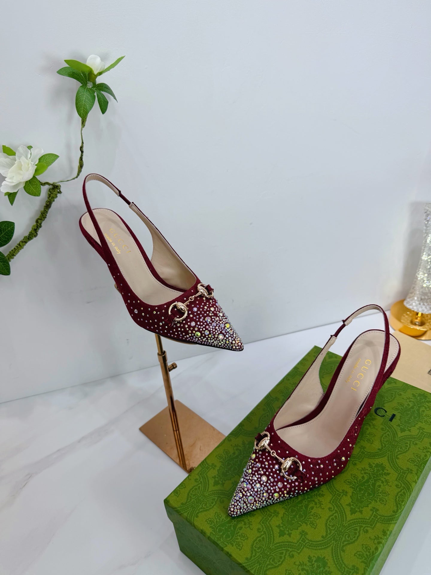 GG 26 Slingback Rhinestones Dark Red Fabric 592424
