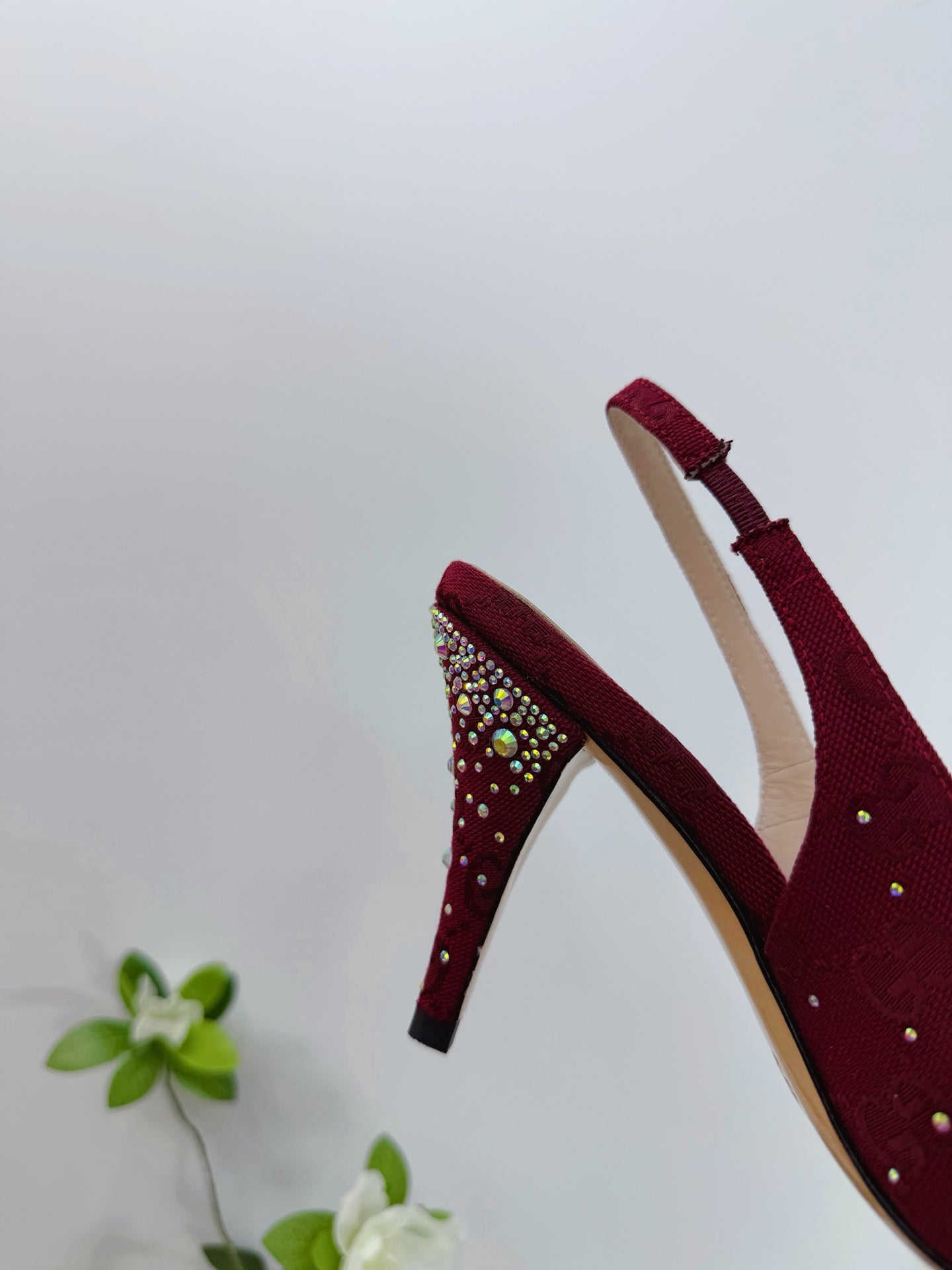 GG 26 Slingback Rhinestones Dark Red Fabric 592424