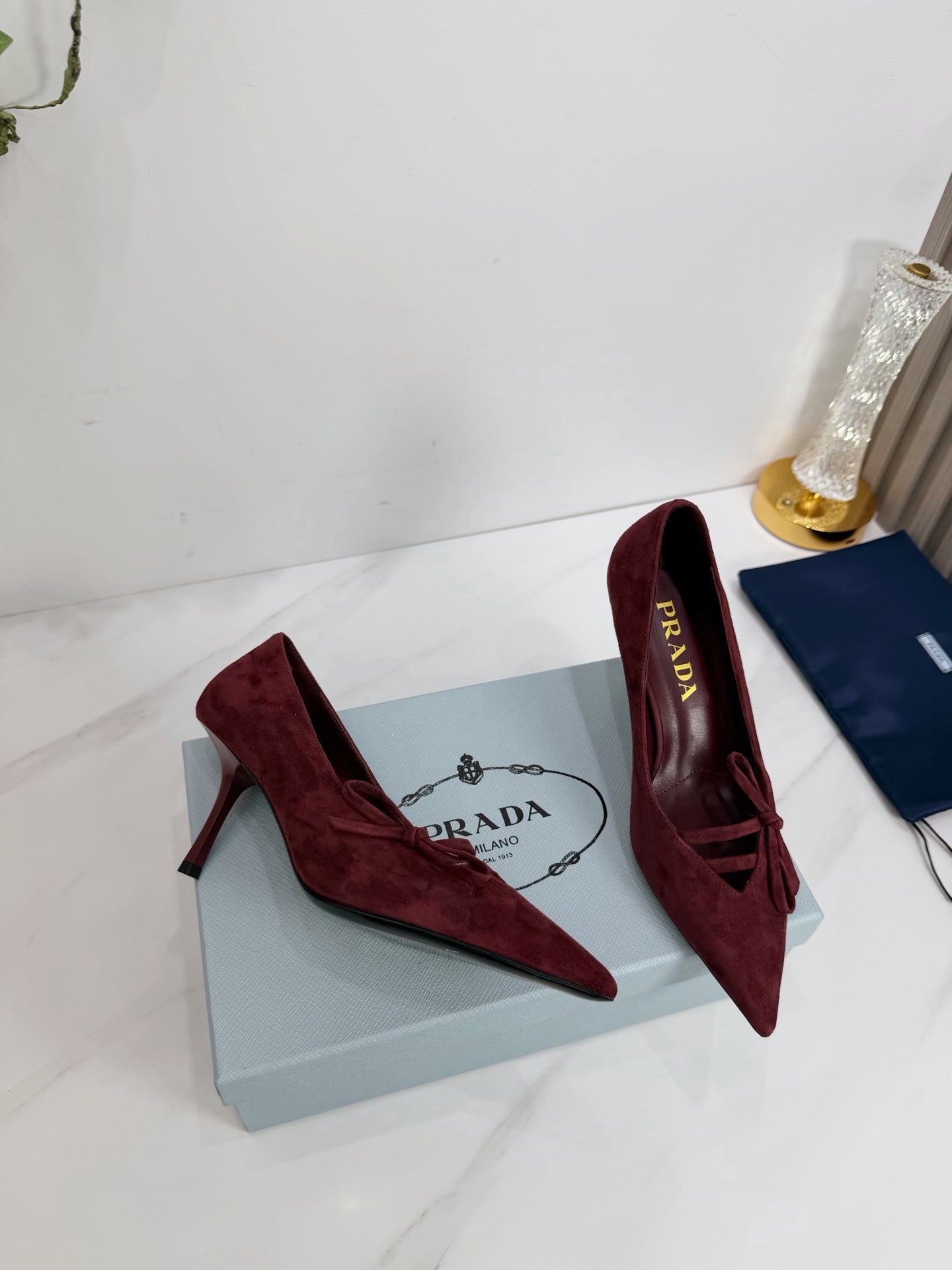 PRA 26SS High Heels Pumps 75 Burgundy Suede 592357