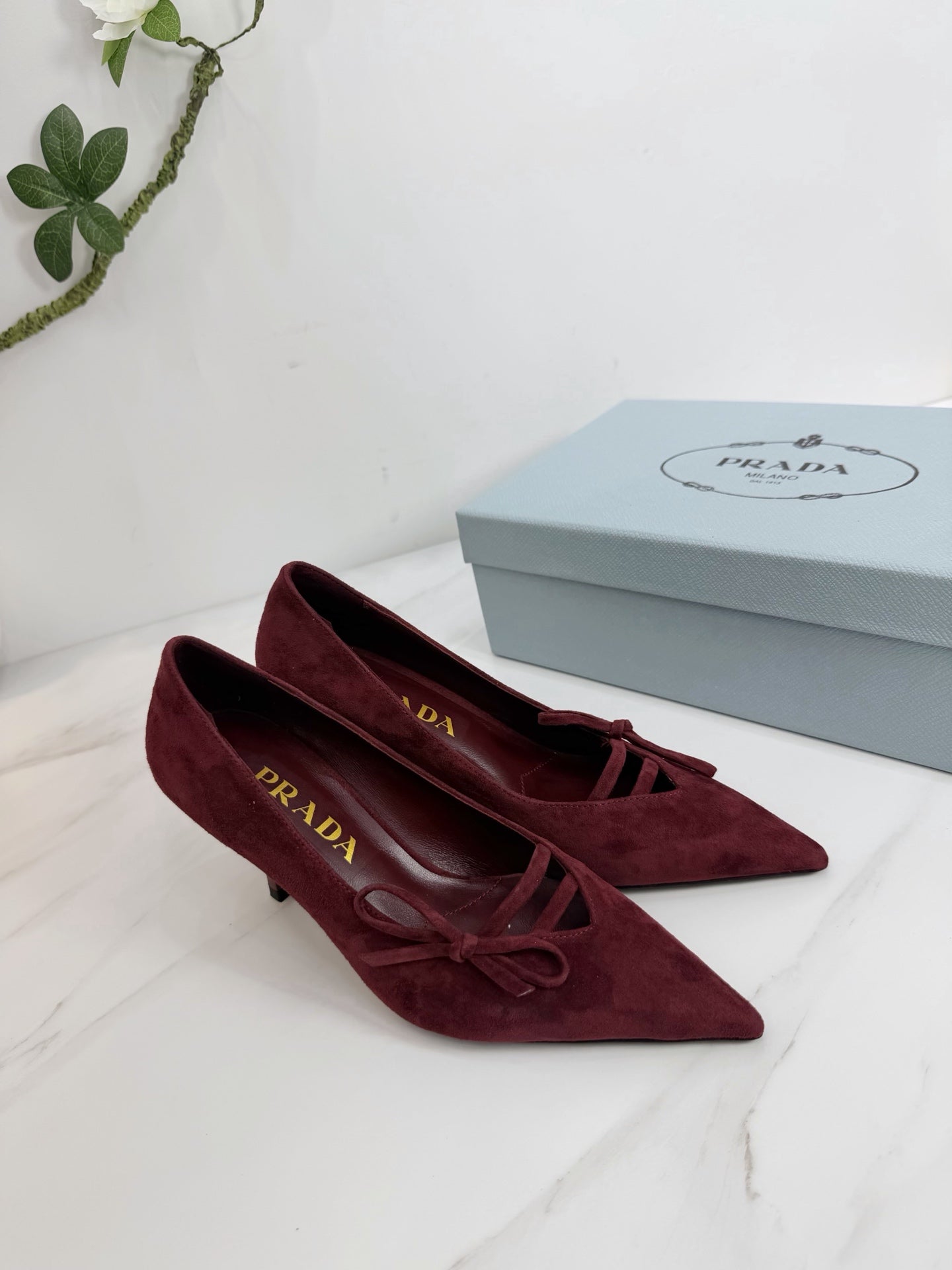 PRA 26SS High Heels Pumps 75 Burgundy Suede 592357