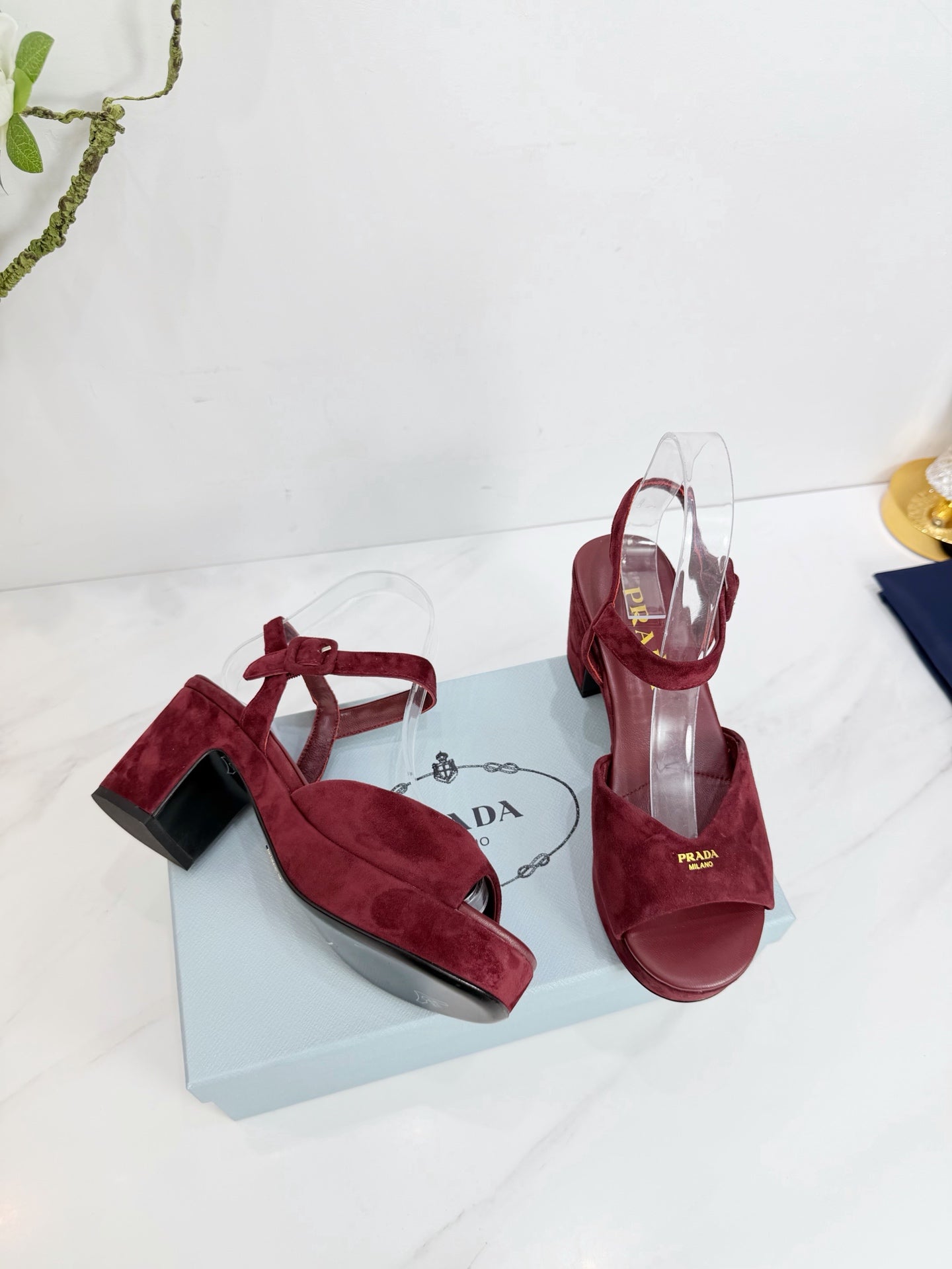 PRA 26SS Platform Sandals 75 Red Suede Sheepskin 592380