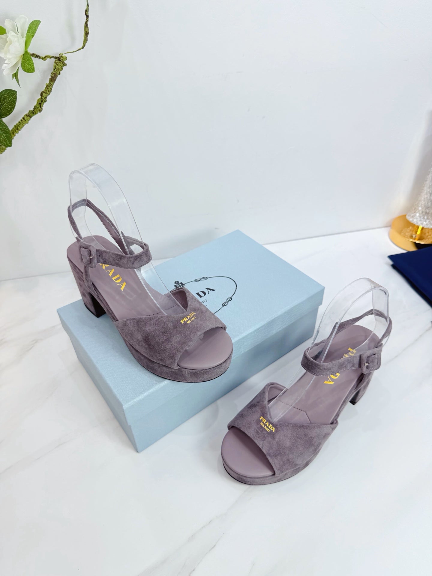 PRA 26SS Platform Sandals 75 Light Purple Suede Sheepskin 592381