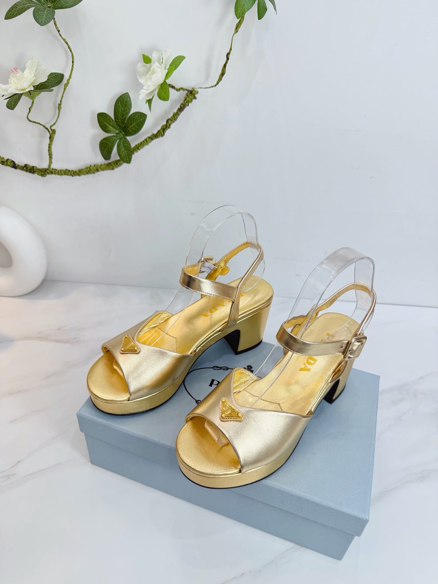 PRA 26SS Platform Sandals 75 Gold Metallic Sheepskin 592385