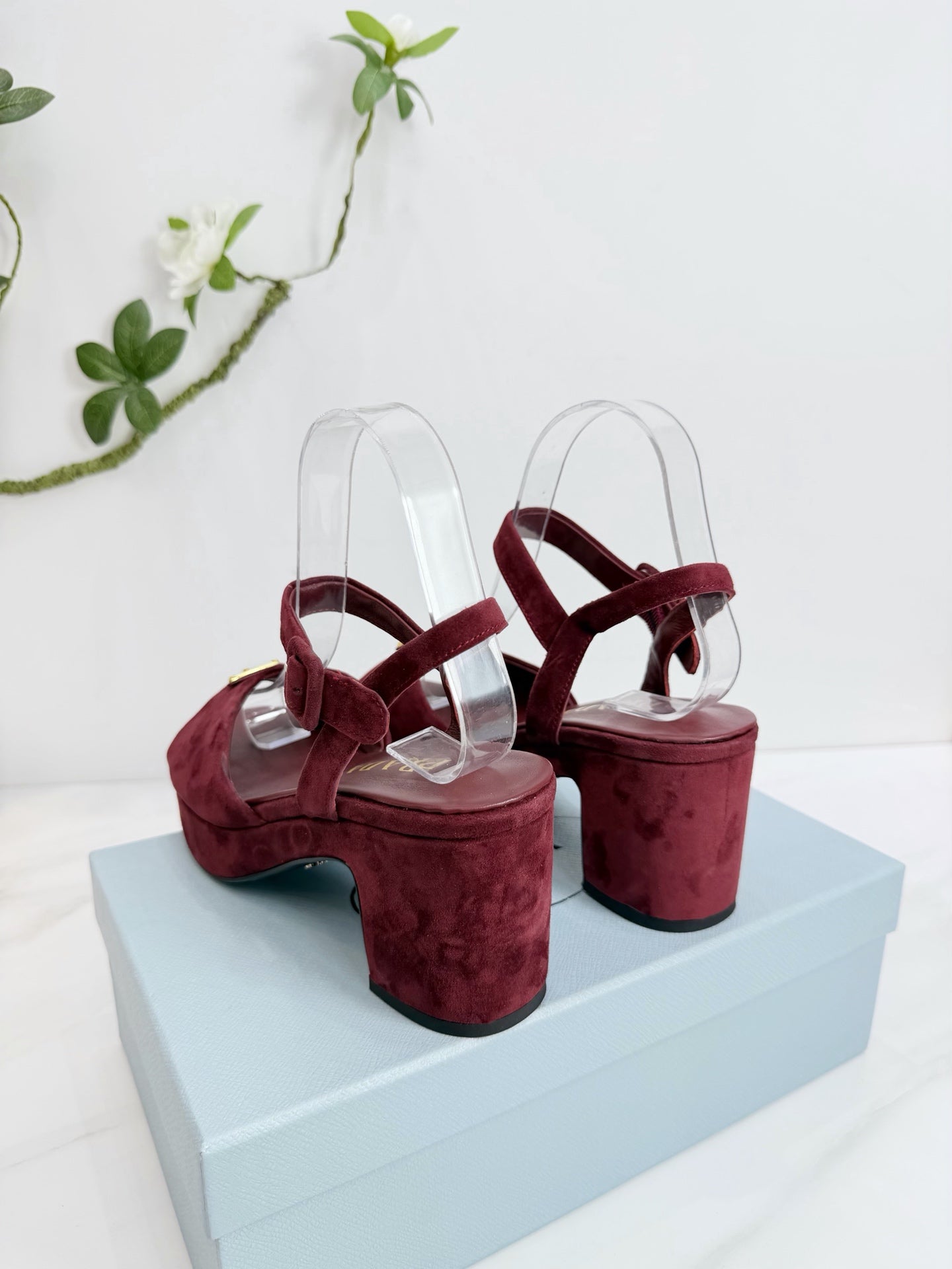 PRA 26SS Platform Sandals 75 Burgundy Suede Sheepskin 592388