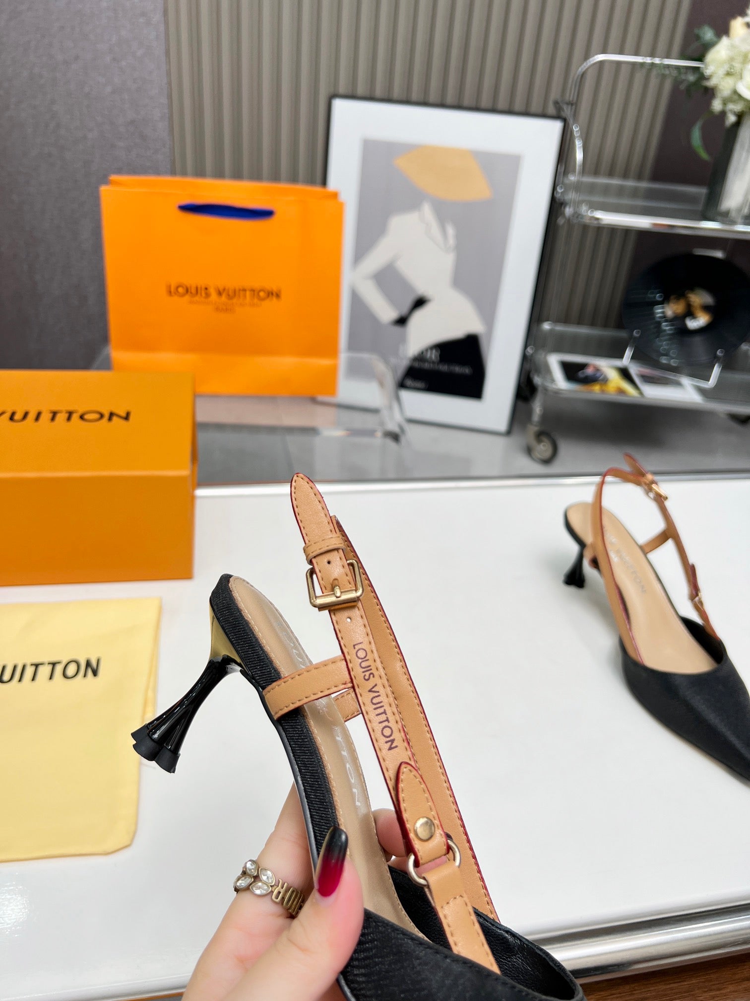 LV Blossom Slingback Pump 55mm Black Embroidered fabric 218285