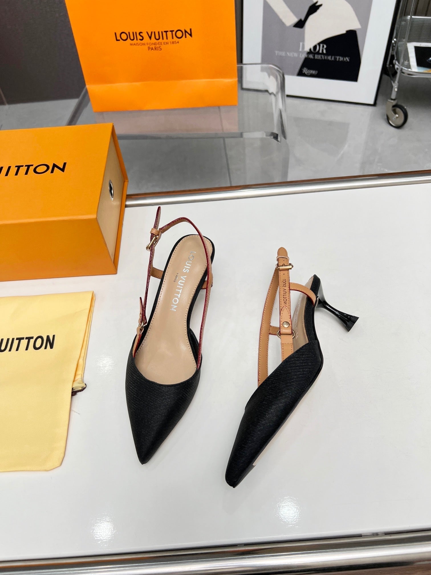 LV Blossom Slingback Pump 55mm Black Embroidered fabric 218285