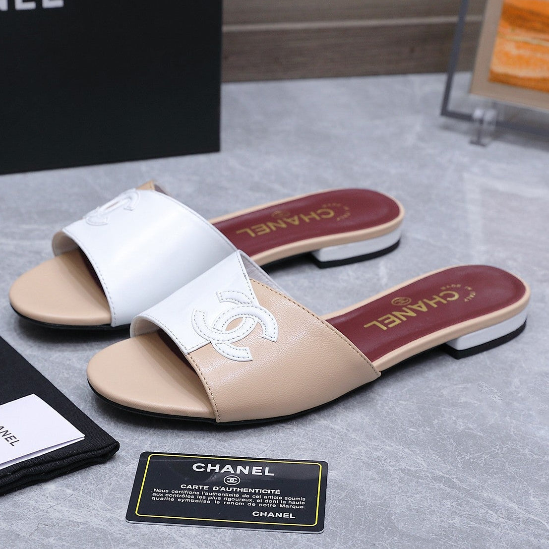 Chanel 2026 Sandals Beige White Suede Leather 758411