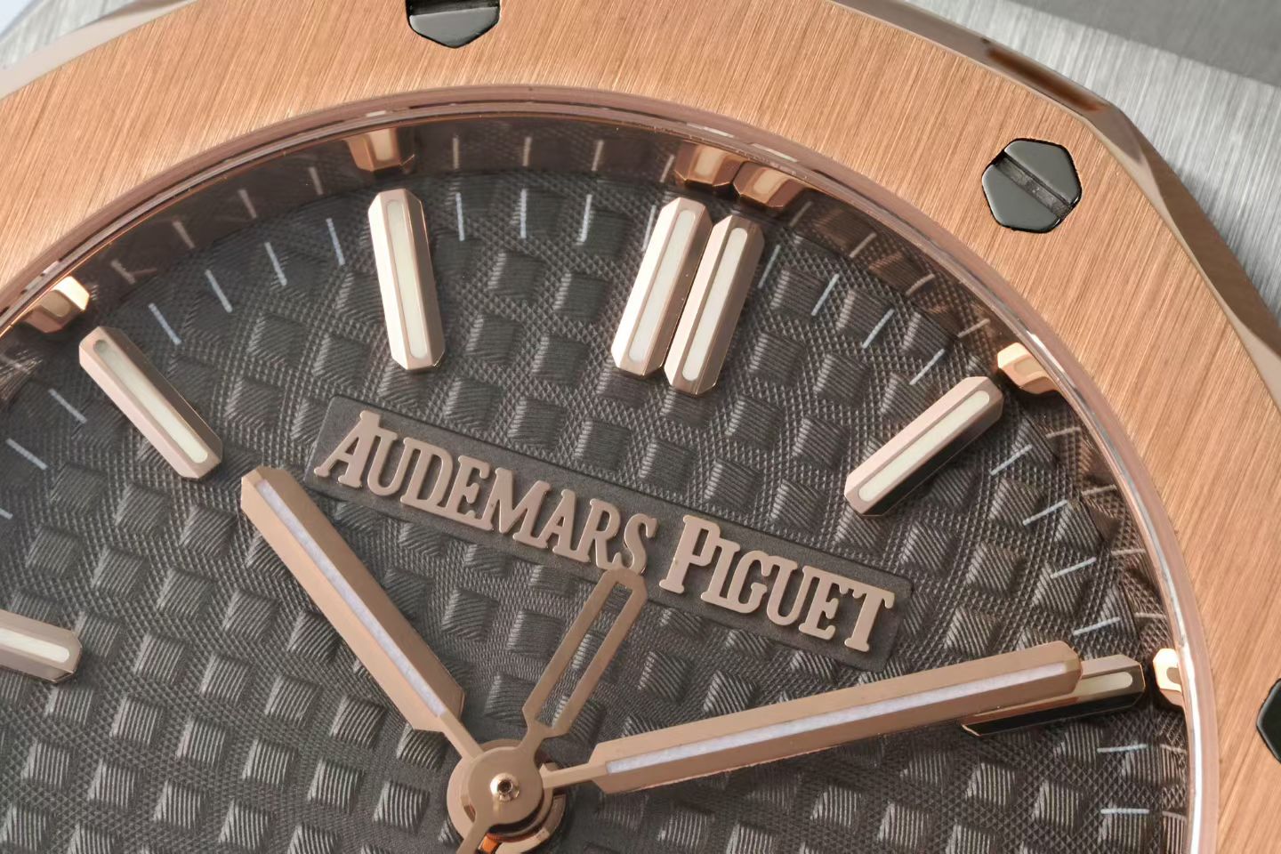 Audemars Piguet Royal Oak 34mm Silver Case Brown Dial Pink Gold Steel