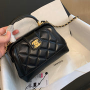 CC 24A 18cm Top Handle Mini Bag Black Lambskin