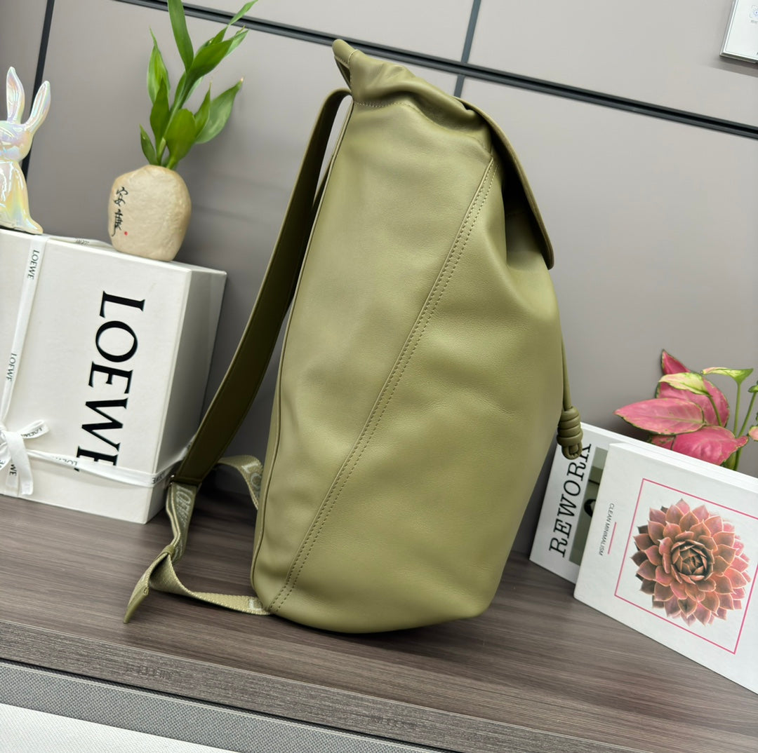 Loewe 2025 Flamenco Backpack 40cm Olive Green Calfskin 274688