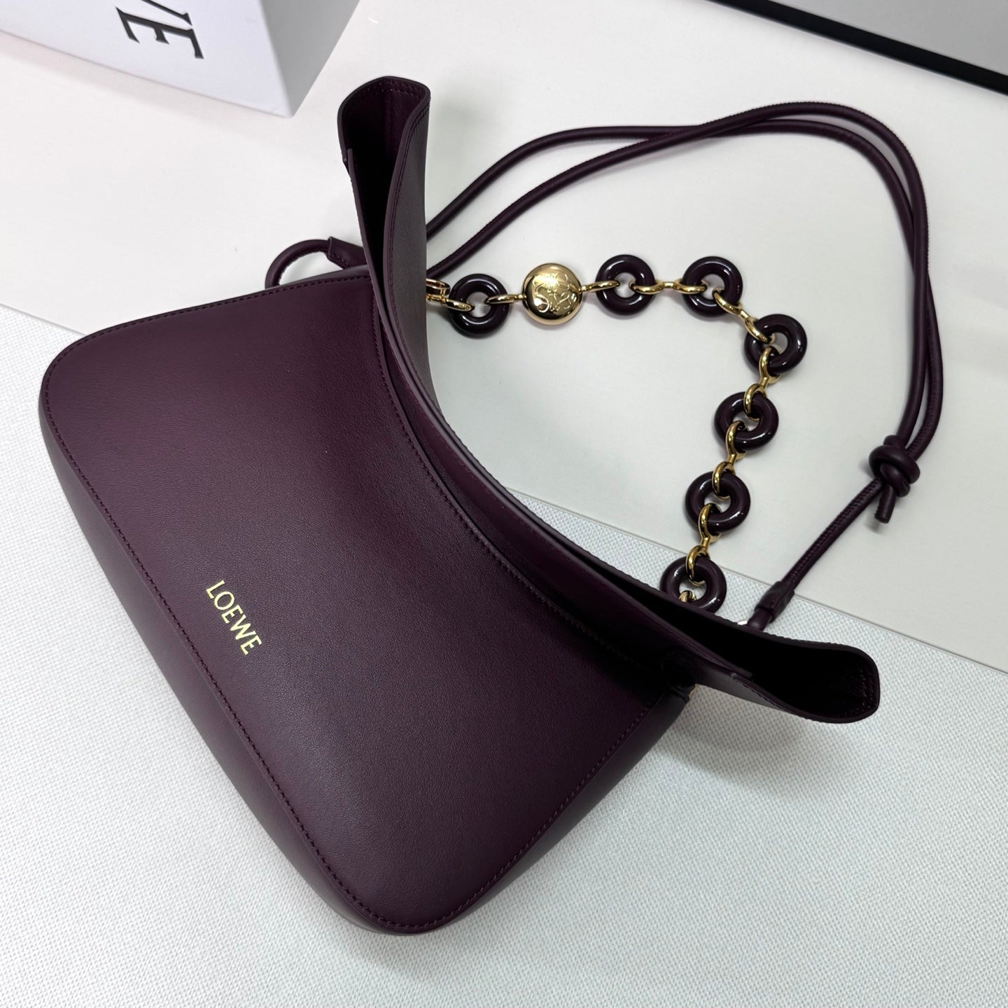 Loewe 2025 Ola 26 Bag Dark Burgundy Smooth Calfskin 274677