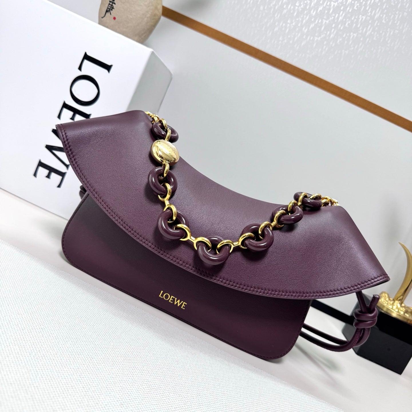 Loewe 2025 Ola 26 Bag Dark Burgundy Smooth Calfskin 274677