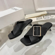 Loewe Petal Belt Mule Black Cowhide 246575