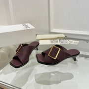 Loewe Petal Belt Mule Mahogany Red Cowhide