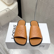Loewe 25 flat slippers camel calfskin