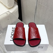 Loewe 25 flat slippers dark red calfskin