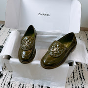 CC Moccasins 25mm In Moss Green Glossy Lambskin 144643