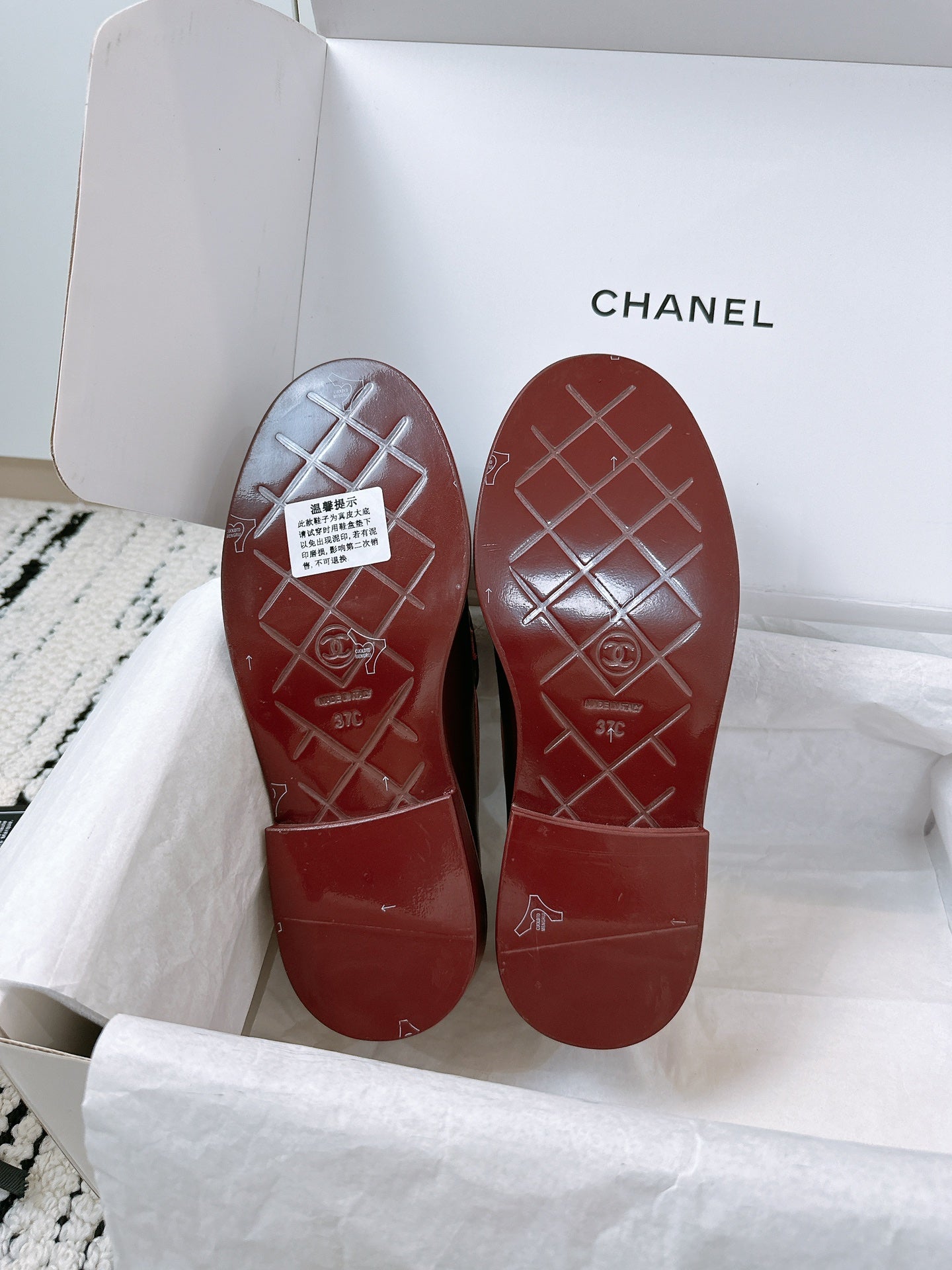 Chanel 2025 Moccasins Loafer Dark Burgundy Leather 144653