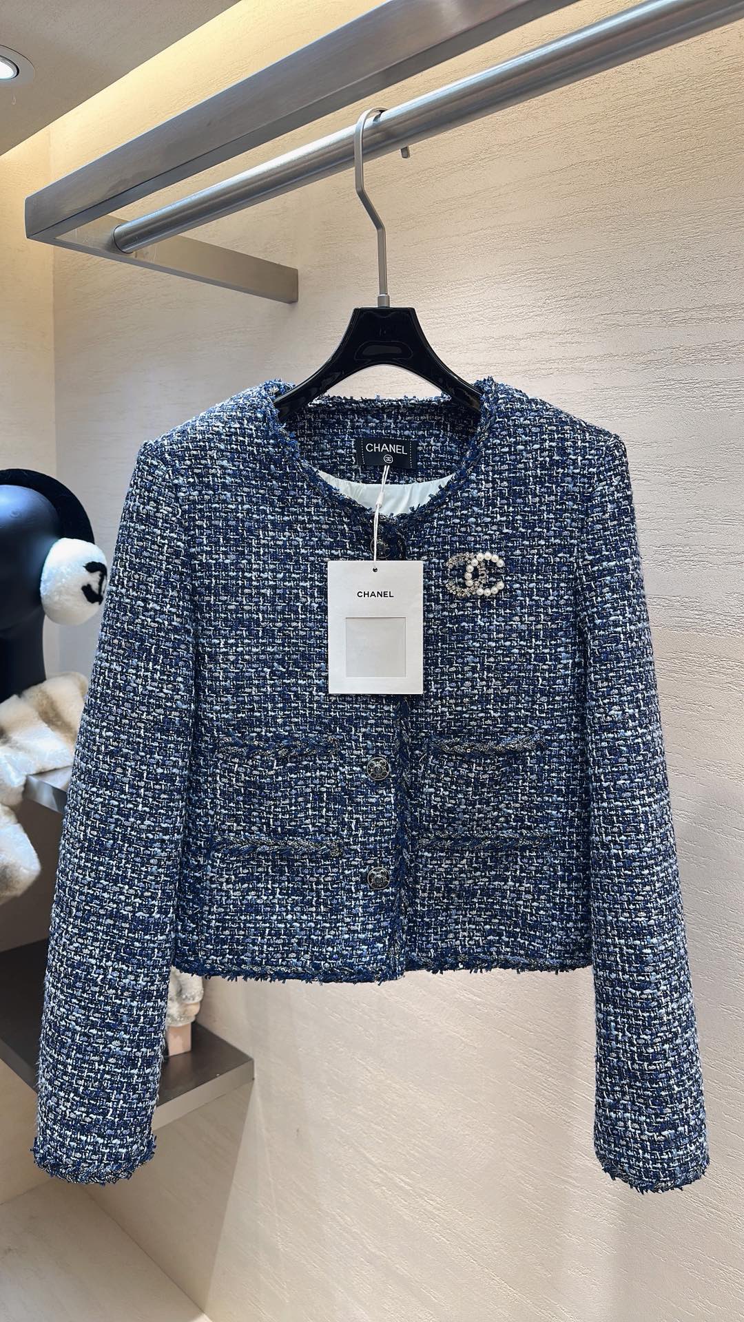 Chanel 2025 Jacket Blue Tweed Down