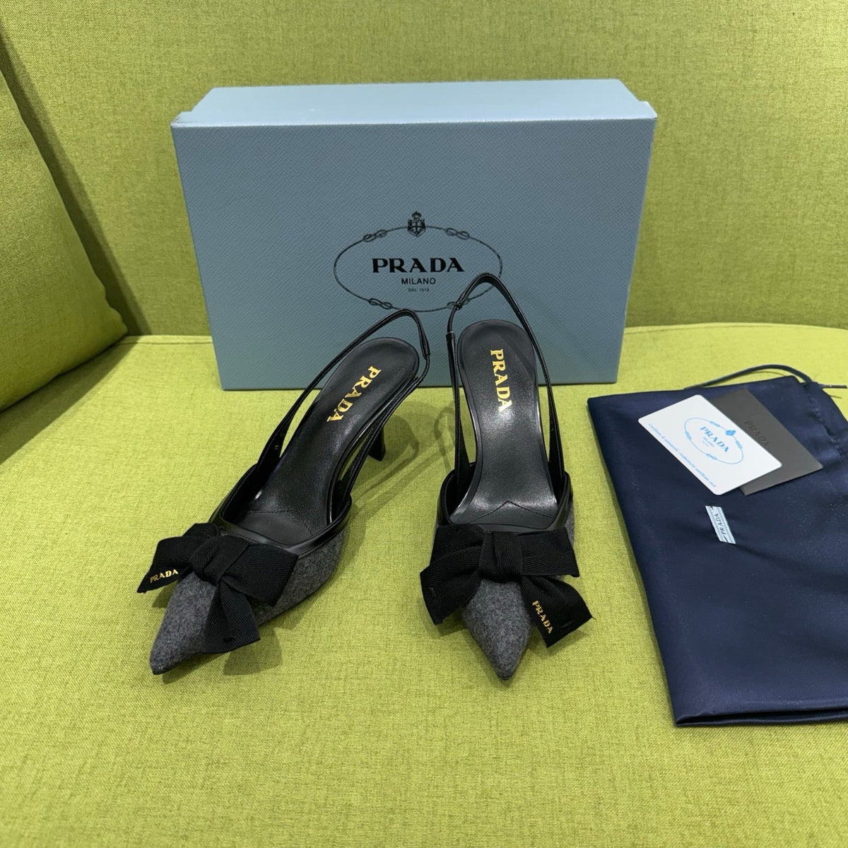 Prada 2026 Bow Detail Slingback 75mm Fabric 148635