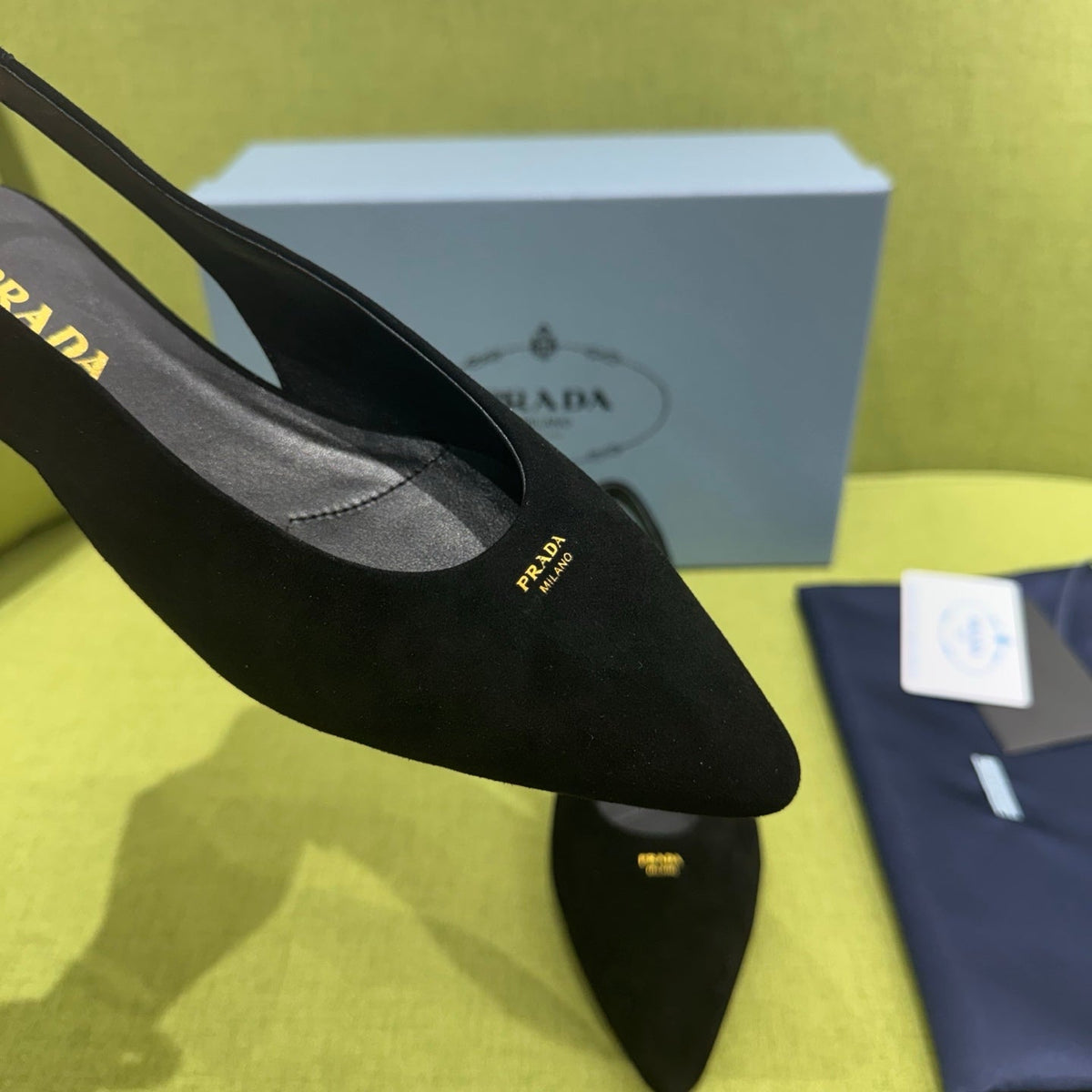 Prada 2026 Pointed Toe Flats Slingback Suede 148644