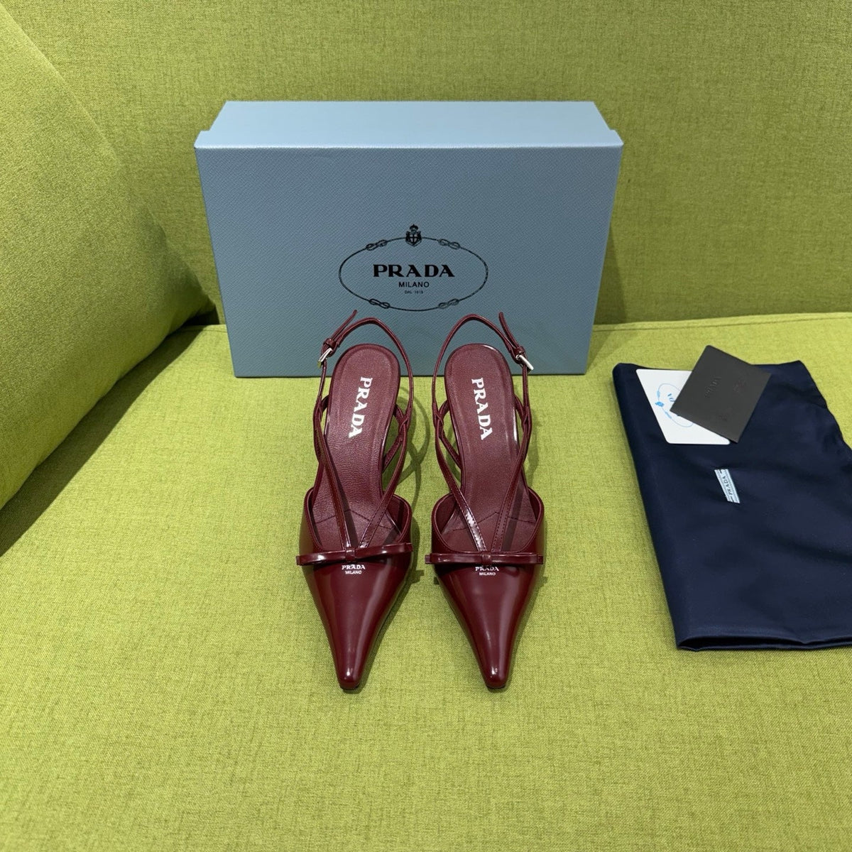Prada 2026 Pointed Toe Slingback 75mm Suede Leather 148651