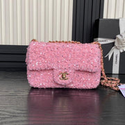 CC 24K Flap Bag 20cm Pink Sequin