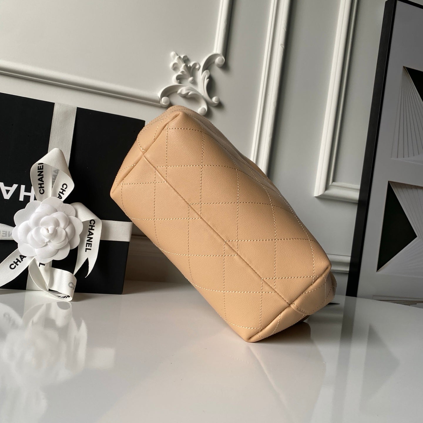 Chanel 2025 Hobo Bag 32cm Beige Calfskin 315839