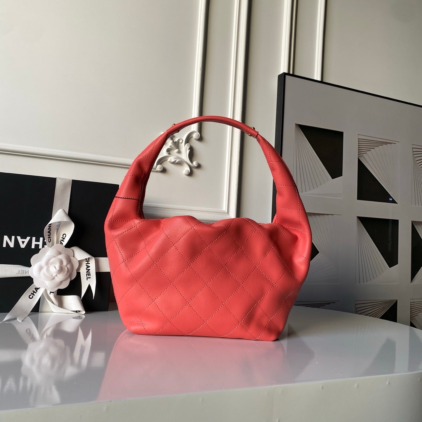 Chanel 2025 Hobo Bag 32cm Red Calfskin 315838