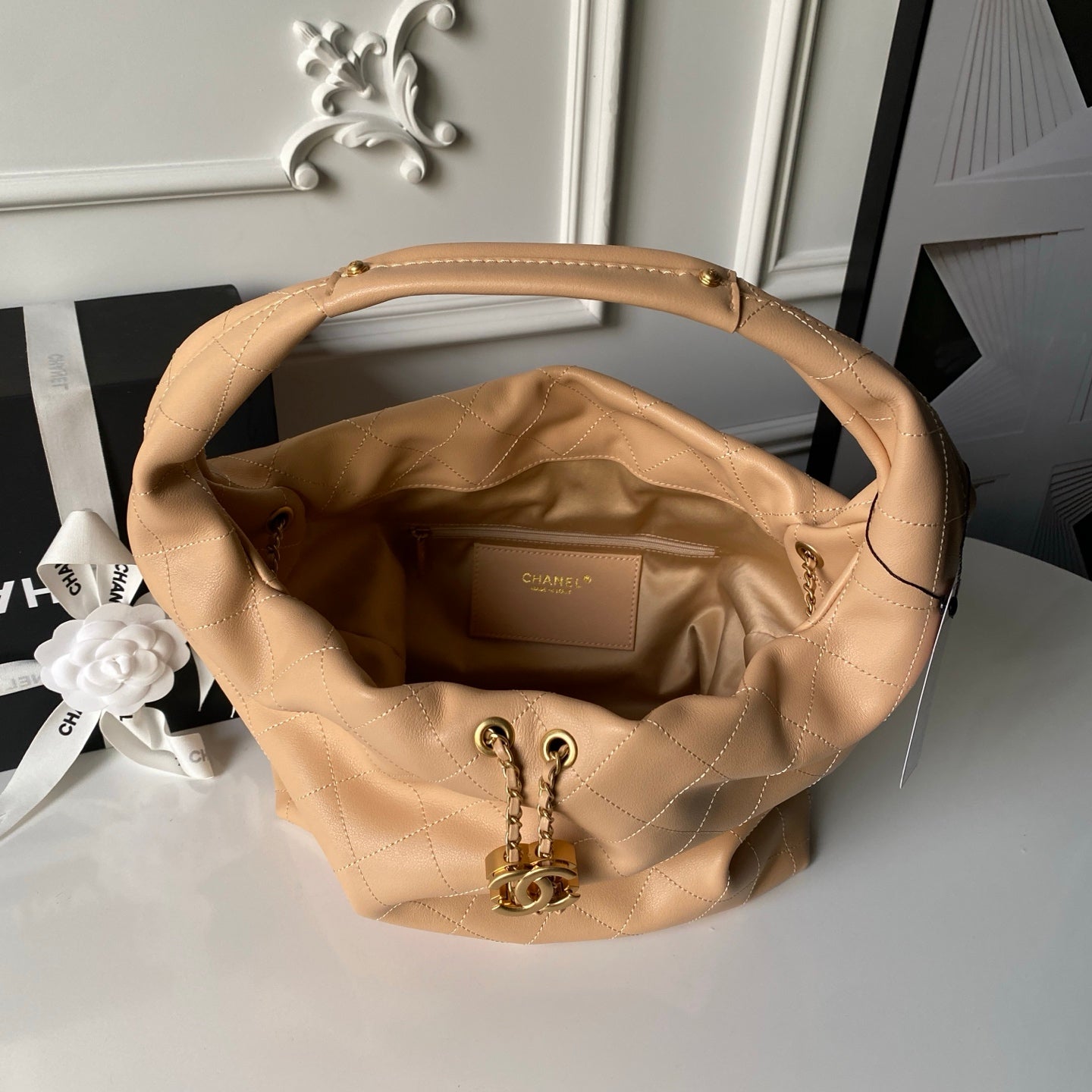 Chanel 2025 Bag 45cm Beige Calfskin 318233