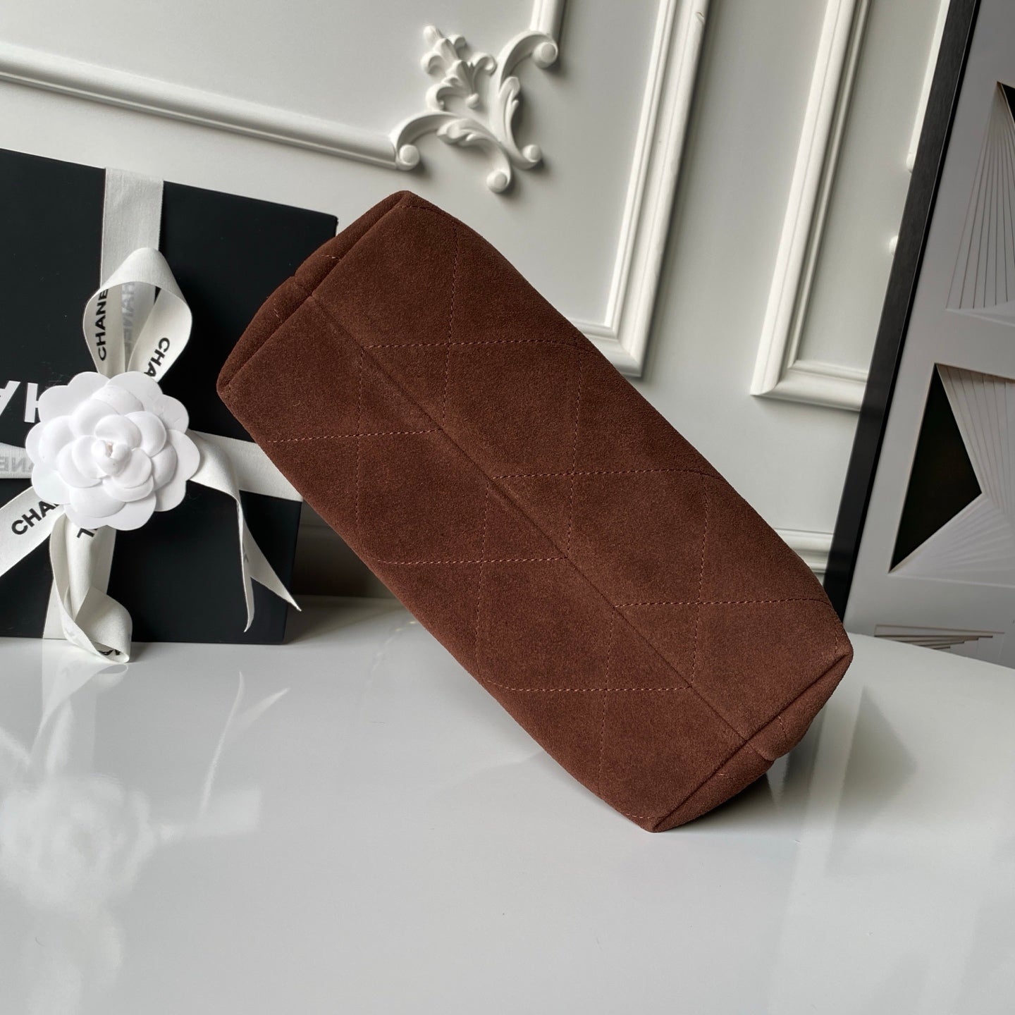 Chanel 2025 Hobo Bag 31cm Dark Brown Suede With Gold Hardware 320286