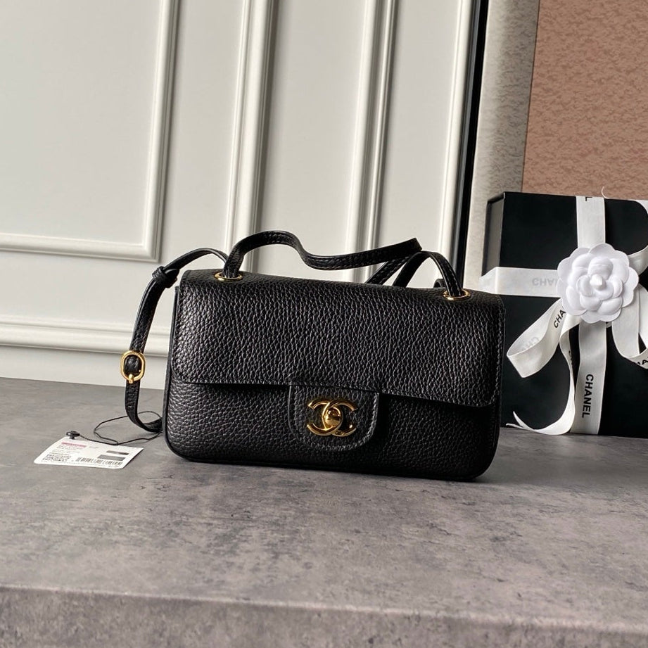 Chanel 2026 Mini Flap Bag 20cm Denim And Grained Calfskin