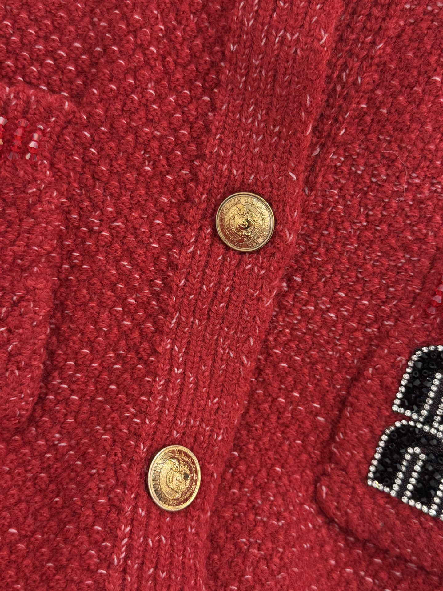 Miumiu 2025 Round Neck Cardigan Red Wool 656467