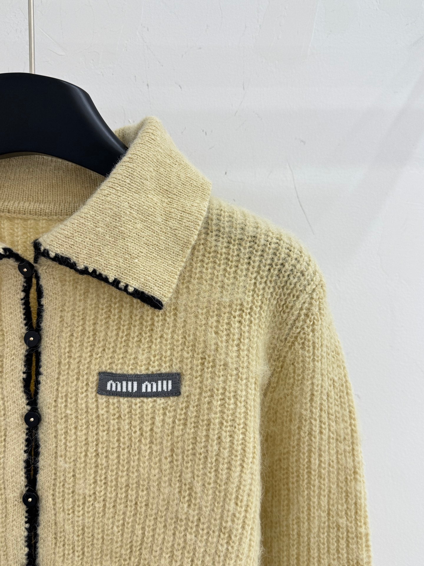 Miumiu 2025 Cardigan Beige mix Black Wool Cashmere