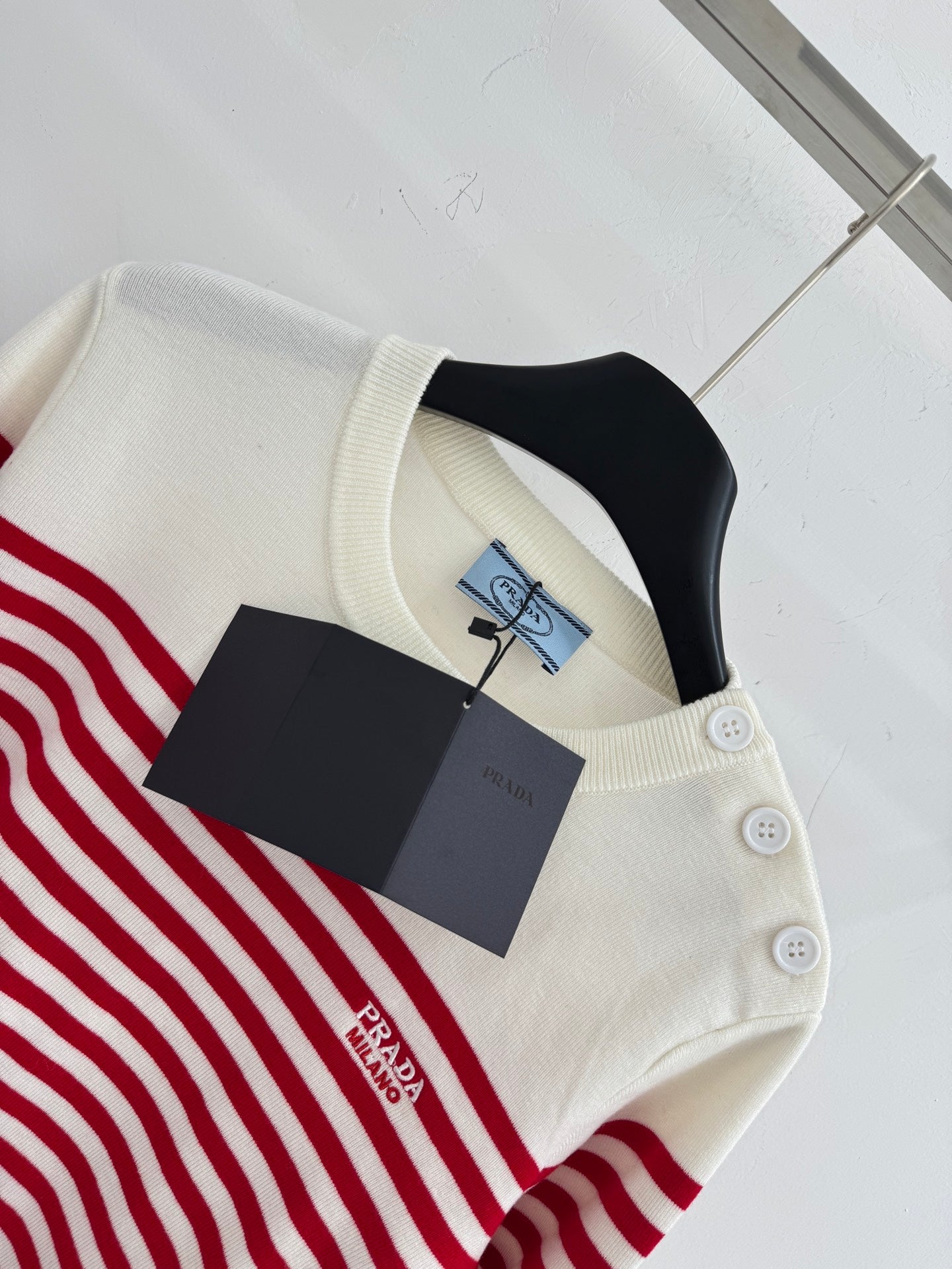 Prada 2025 Striped Knit Sweater Blue and Red Wool